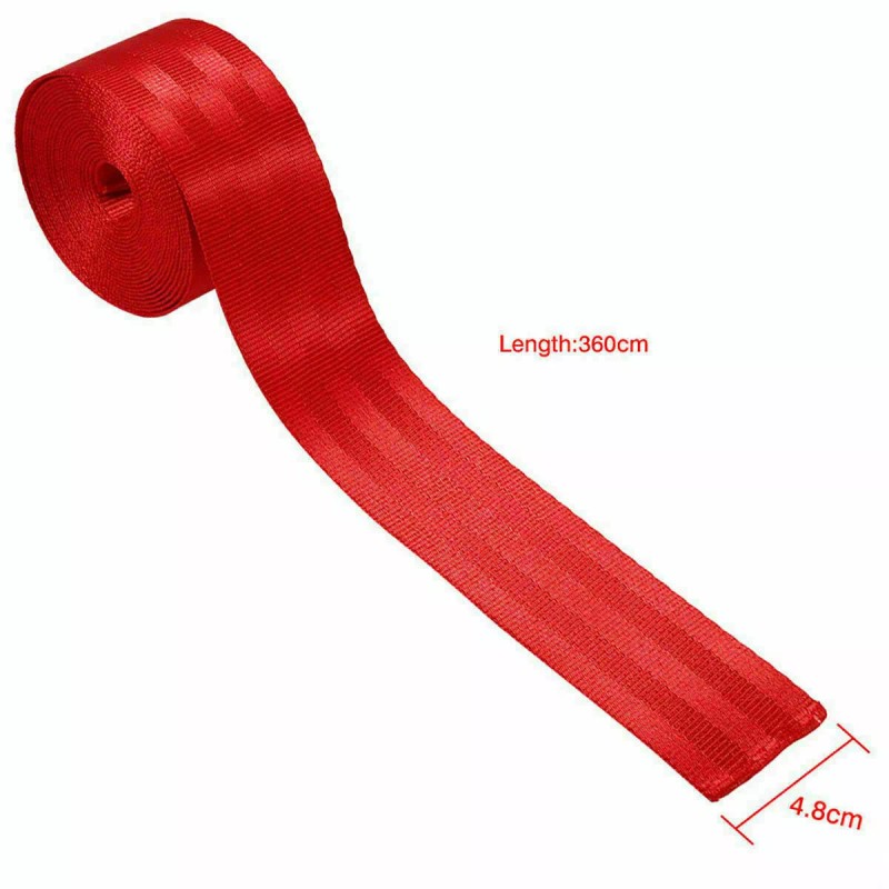 Geartronics Universal Red 3.6m Car Seat Belt Webbing 3 Point
