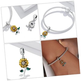 Operitacx 3pcs Sunflower Pendant Sunflower Dangle Charm Daisy Dangle Charm Sunflower Jewelry Charms Sunflower Diamond Pendant Sunflower Locket S925 Silver Jewelry Sterling Silver The Flowers