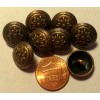 Unbranded 8 Domed Antiqued Copper Tone Metal Shank Buttons Almost 5/8" 15mm 9561