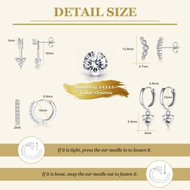 Sanfenly 14K Gold Plated Earring Sets for Women Dainty Stud Huggie Hoop Earrings for Multiple Piercing Hypoallergenic Small Hoop Dangle Earrings Cartilage Earring Set