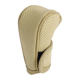 HOPESPANNER Universal 11.5x5cm/4.53"x1.97" Gear Shift Knob Cover Anti-Slip Stick Shifting Handle Protector Faux Leather 1 Pc Beige