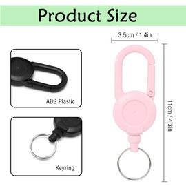 SamHeng 3 Pcs Retractable Keychains, Plastic Carabiner Retractable Keyring Lanyard Clip with 60cm Extendable Steel Wire, Badge Reel Clips Extender for Work Tactical ID Card Holder Key Chain Retractor