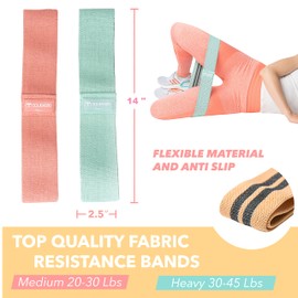 Squeeze Bands Fabric Resistance Bands Set, Non-Slip & Anti-Roll Hip Booty Resistance Bands, Includes a $15 Bonus Extra Long Pull Up Band