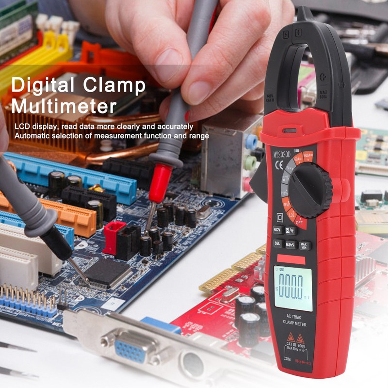 Digital Clamp Multimeter Handheld LCD Display DC AC Current Tester