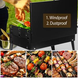 iMounTEK Portable Charcoal Grill, BBQ Foldable Barbecue Charcoal Grill Suitcase Grill Shelf for Outdoor Cooking Garden Grilling Camping Picnics (16.7x10x17.7in)