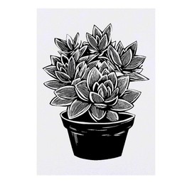 'Pot of Succulents' Temporary Tattoo - Water Resistant, Skin-Safe, Non-Toxic Transfer (TO00082091)