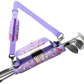 Golf Club Bag Sunday Mini Carry for Men Women Kids Sunday, Lightweight Driving Range Carrier Course Training Case (A Purple Car)