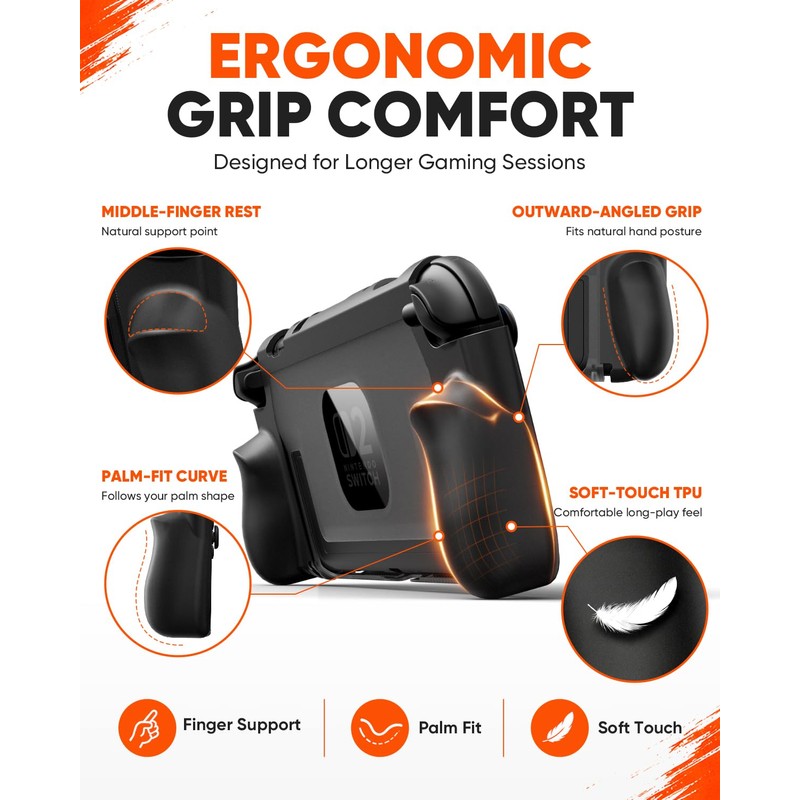 Switch 2 Grip Case, Dockable Protective Cover with Screen Protector