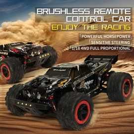 KAIMIO 1:18 RC Truck 40KM/H High Speed Brushed RC Car RTR 4WD Monster Truck, All Terrain Off-Road Waterproof 2.4GHZ Hobby Grade RC Car for Beginners and Adults (1809-Yellow)