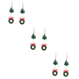 Abaodam 3sets Chic Christmas Earrings Xmas Tree Ear Decor Dangly Jewelry Perfect Christmas Present 2pairs*3