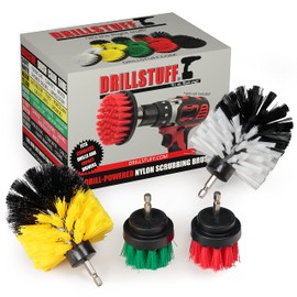 Cordless Drill Powered Scrub Brush Kit - Kitchen Cleaning Small Round Brush - Rotating Shower/Bathtub Brush - Automotive Detailing/Glass/Carpet Brush - Concrete/Deck Brush - Tile and Grout