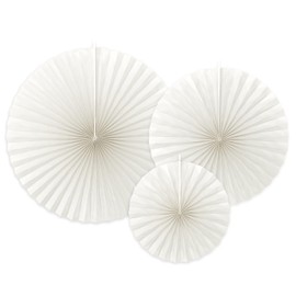 Party Deco Conf. 3 Round Paper Rosettes, White, Pack