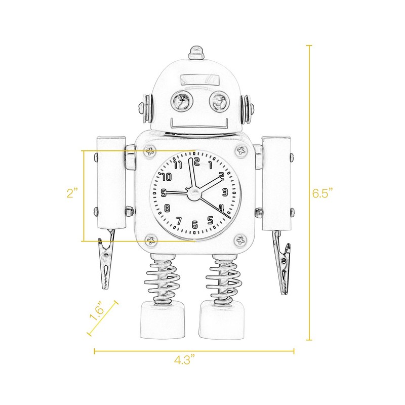 Betus Non-ticking Robot Alarm Clock Stainless Metal - Wake-up Clock