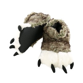 Lazy One Animal Paw Slippers for Kids and Adults, Fun Costume for Kids, Cozy Furry Slippers (Wolf, Large)