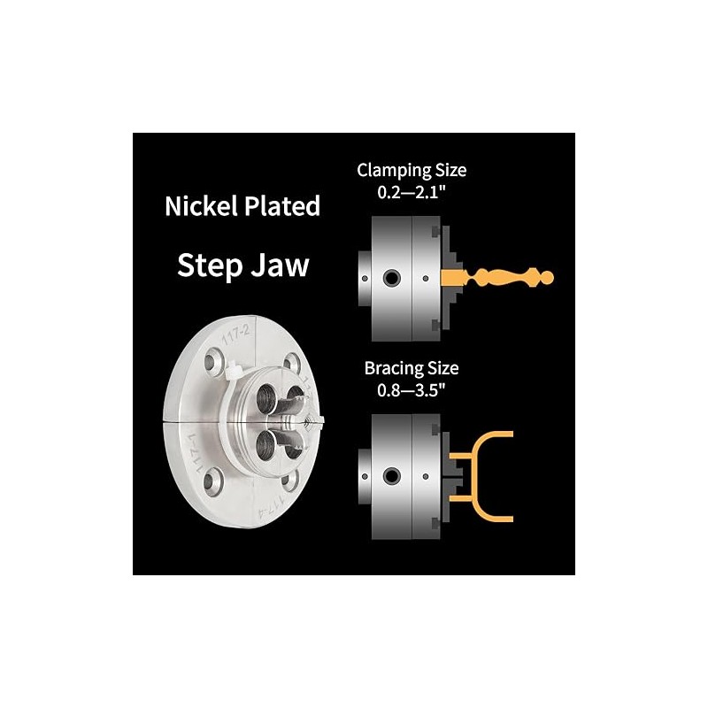 DEEFIINE Wood Lathe Chuck Accessory Step Jaws