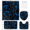 LQCOOL 4Pcs Shower Curtain Set Black 3D Cubes Shower Curtain