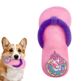 Lepawit Squeaky Dog Toys, Floating Dog Toys with Mesh for Cleaning Teeth, Pink Slippers Dog Gifts for Small and Medium Dogs
