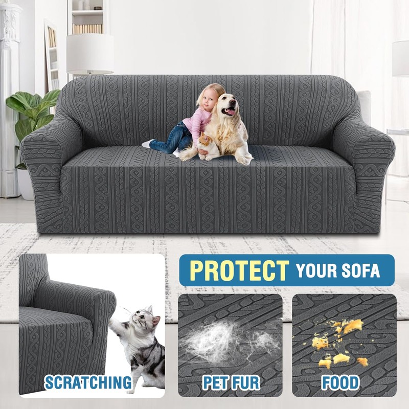 H.VERSAILTEX Stretch Couch Cover 1 Piece Soft Sofa Covers Furniture