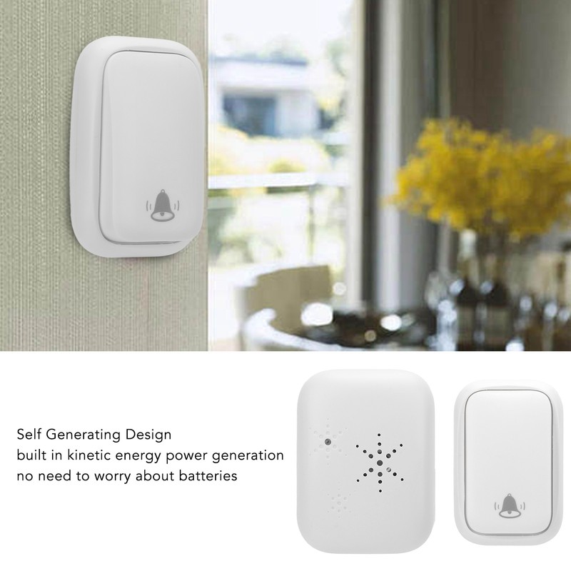Self Powered Wireless Doorbell Set Waterproof Long Distance 38 Music