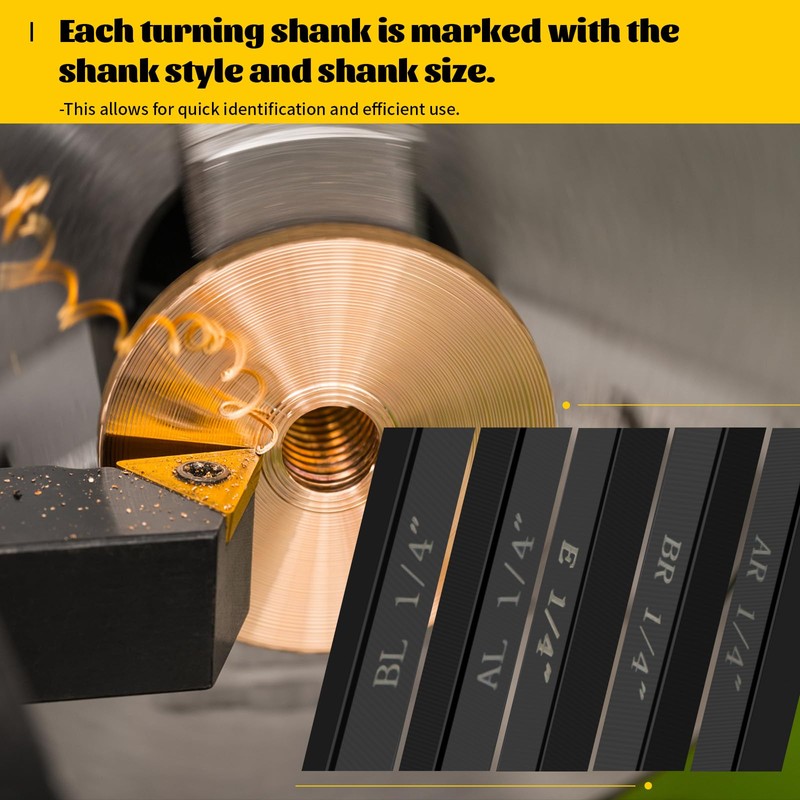 Metal Lathe Cutting Tools,5pcs 1/4'' Shank Indexable Carbide Lathe Turning