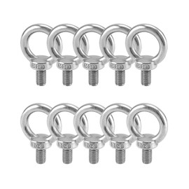 QWORK 10 Pack Stainless Steel M10 x 18mm Shoulder Lifting Ring Eye Bolt with Male Thread for Machinery, Ring Shoulder Eye Bolts
