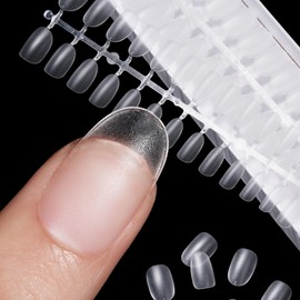 TOMICCA Pre-Sanded Nail Tips, Short, Full Coverage, Plain Tips, Clear Tips, Practice Use, Professional (240 pieces, Short Oval)