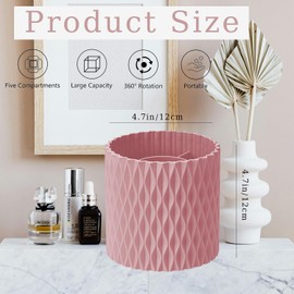 Makeup Brush Holder 360 Degree Rotating Makeup Brush Organizer Multi Functional Desktop Storage Vanity and Bathroom Desk Organizer for Cosmetics and Office Supplies (Pink)