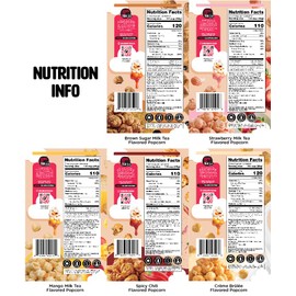 Kung Fu Tea Dragon Pop Popcorn – Gourmet Flavored Popcorn in Boba Tea Flavors – Sweet and Savory Popcorn Variety Pack – Pack of 5, 1.8 oz Bags