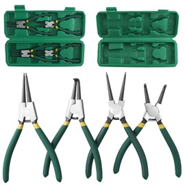 MAHIONG 8 Piece Snap Ring Pliers Set, Dual Purpose Straight/Bent Jaw for Tight Spaces, 7 Inch Circlip Pliers Kit with Tool Box