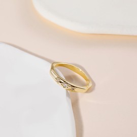 Mameloly 2.5mm 14K Gold Plated CZ Wedding Bands for Women Dainty Stackable Tiny Signet Ring Statement Rings for Her Size 3