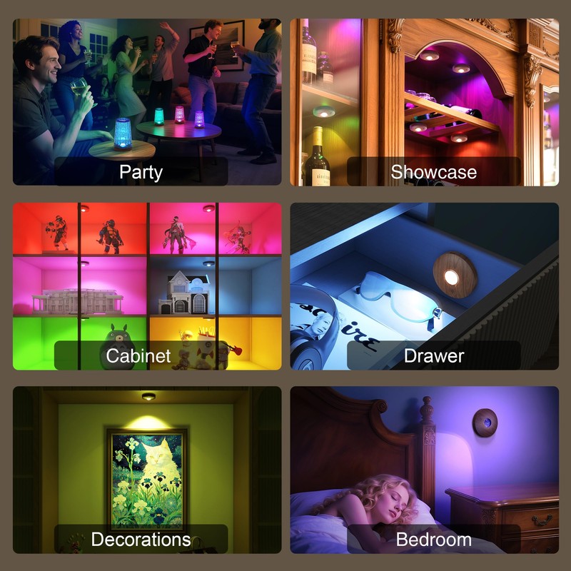 Rechargeable Puck Lights with Remote Control,2000mAh High Capacity Battery Operated