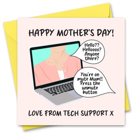 Mothers Day Card Funny Mother's Day Card For Mum Computer Joke Mothers Day Card From Son or Daughter Tech Support
