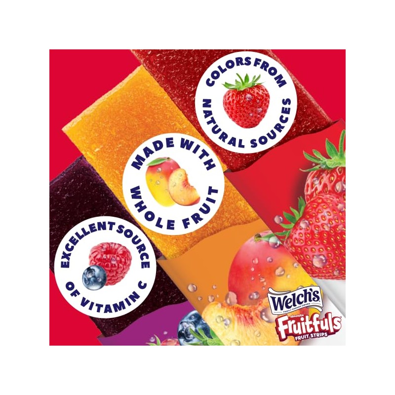 Welch's Absolute Fruitfuls Fruit Strips, Tasty Dried Fruit Snacks for