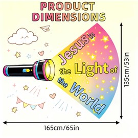 2026 VBS Backdrop Jesus is The Light of The World Flashlight Banner Christian Bible Verse Hanging Decor for Sunday School Church Classroom Prayer Wall Photo Booth Prop Indoor Outdoor Party Supplies