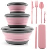 Collapsible Bowl, 3 Pcs Food Grade Silicone Camping Bowl, Expandable