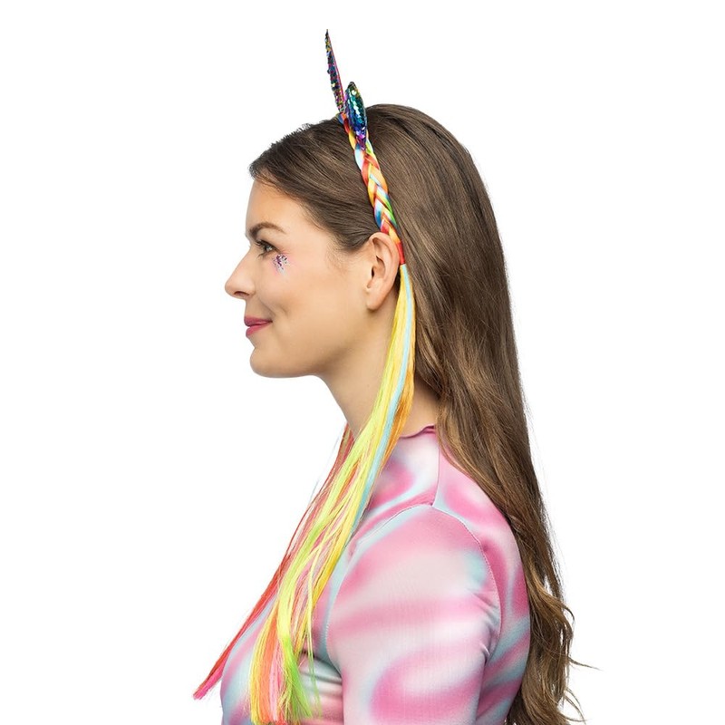 Boland 04528 Unicorn Tiara with Synthetic Hair and Sequins, Headband