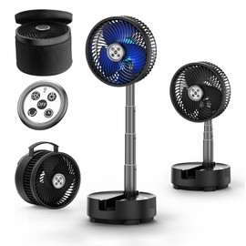 Socool 20000mAh 8 Inch Portable Fan Battery Operated Fans, Oscillating Charging Fan, Remote Control LED Light, 112 Hours Portable Foldable Fans for Camping Travel Outdoor