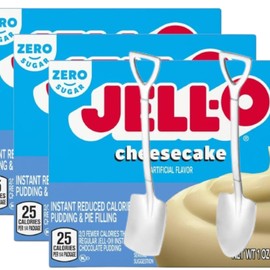 Instant Pudding & Pie Filling Mix 1 oz Box Sugar Free (Pack of 3) with Candy Freezer Mini Metal Spoons (Zero Sugar Cheesecake) Metal Spoons