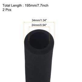 Rebower Cable Insulation Hoses Heat Preservation Foam Hoses Handle Handles [for Plumbers Insulation Pack] - 24 mm ID/7.7 Inches/Black/Pack of 2