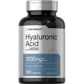Horbäach Hyaluronic Acid with MSM | 1000 mg | 120 Capsules | Non-GMO and Gluten Free Supplement | Bioavailable Formula
