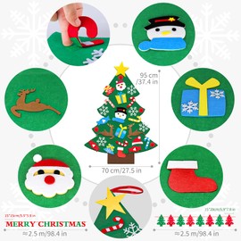 Felt Christmas Tree,NICCU DIY Felt Christmas Tree Decorations for Kids with 26pcs Ornaments,Felt Christmas Tree Set for Kids New Year Handmade Christmas Door Wall Hanging Decorations