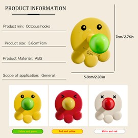 SHBLOMK 3PCS Self-Adhesive Coat Hooks Key Holders, Creative Adhesive Cute Octopus Shaped Key Hooks, Home Storage Utility Wall Decorations for Hanging Hat, Key, Towel, Scarf, Bags, Punch Free