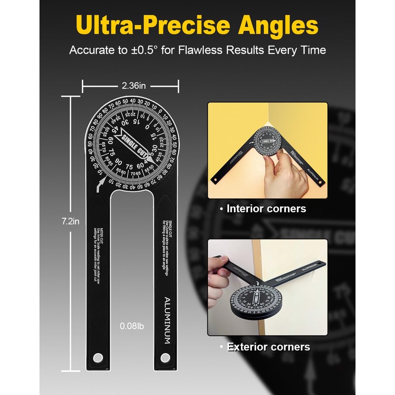 Anyongora Miter Saw Protractor 3.5-Inch High-Strength Aluminum Angle Finder Tool