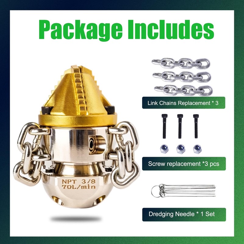 ZZHANFF 3/8 NPT Sewer Jetter Rotating Nozzle - Cutting Roots