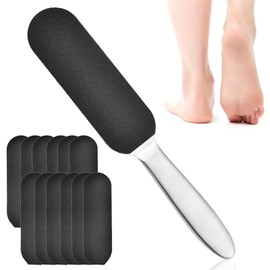 HEOUCH Hornhaut Entfernen Fuß, Edelstahl Hornhautraspel, 12 Fußfeilen Ersatz Pads, Waschbares Reinigungs und Ersatzschleifpapier Fußfeile für Verhärtete Oder Trockene, für Pediküre, Fußpflege