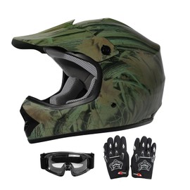 TCMT Dot Youth & Kids Motocross Offroad Street Helmet Motorcycle Youth Helmet Dirt Bike Motocross ATV Helmet with Goggles Gloves