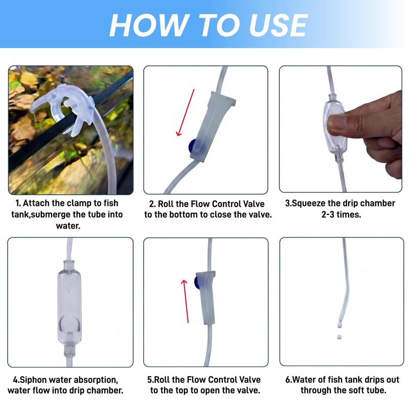 Drip Acclimation Kit for Saltwater and Freshwater Aquariums,Fish Tanks,Adjustable Slow
