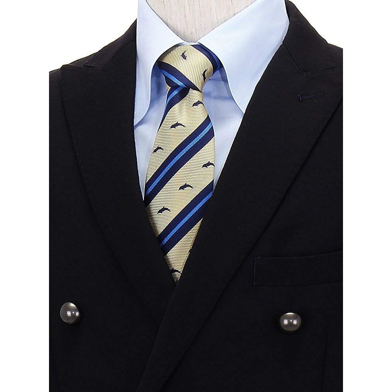 [COLORATA] Carolata Dolphin Pattern Necktie (100% Silk / Jacquard Woven),