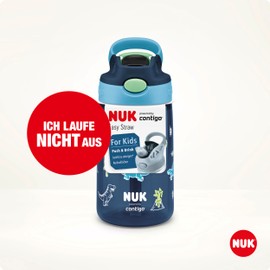 NUK By Contigo Easy Straw Cup, Drinking Bottle with Straw for Children (from 4 Years), Made of Durable Tritan, BPA-Free, Dishwasher Safe, 420 ml, Dinosaur