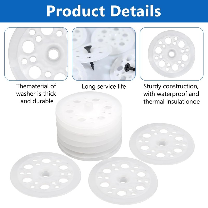 Pack of 200 Plastic Washers, 46 mm Plastic Washers, Polypropylene